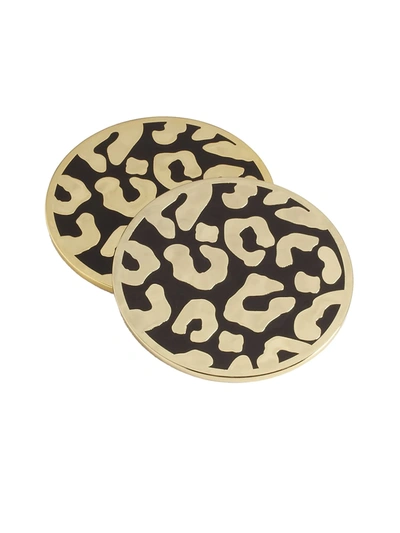 L'objet Leopard Coasters/set Of 4 In Black/gold