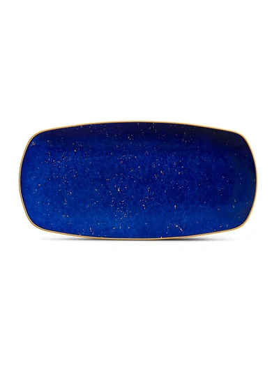 L'objet Lapis-look Limoges Porcelain & 24k Gold Tray/medium In Blue,gold