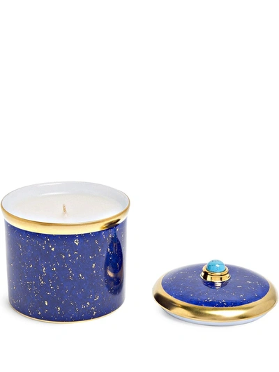 L'objet Lapis-look Limoges Porcelain & 24k Gold Candle In Blue, Gold