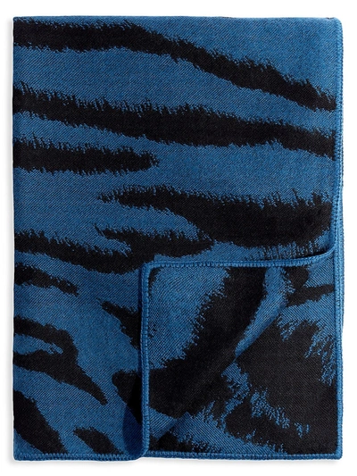 L'objet Tiger-print Baby Alpaca Throw In Blue