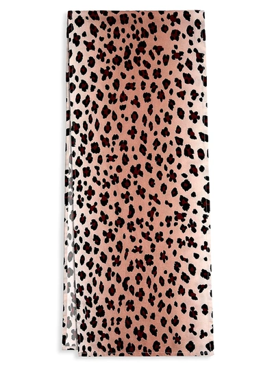L'objet Leopard Sateen Table Runner, 16" X 90" In Pink