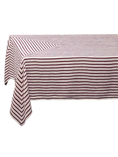 L'objet Concorde Stripe Linen Sateen Tablecloth In Size Large
