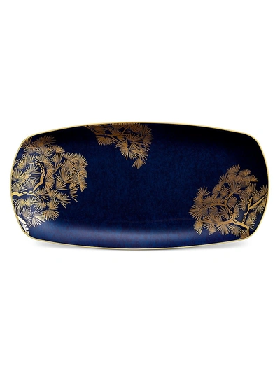 L'objet Zen Medium 24k Gold & Porceain Tray In Blue