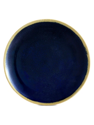 L'objet Zen Forest 24k Gold & Porcelain Dessert Plate In Blue