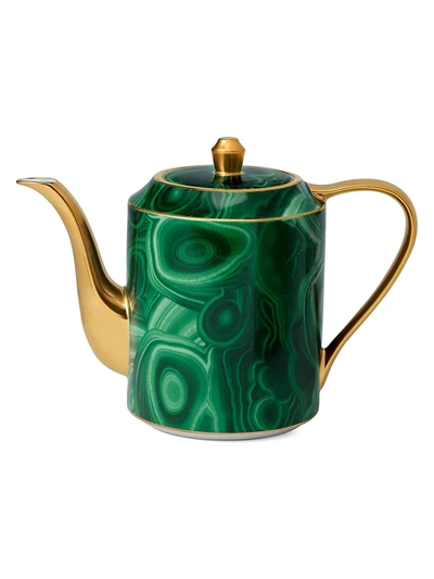 L'objet Malachite 24k Gold & Porcelain Teapot In Green