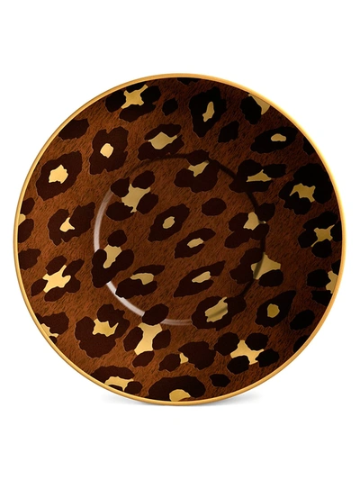 L'objet Leopard 24k Gold & Porcelain Tea Saucer In Multi