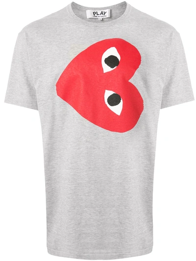 Comme Des Garçons Play Sideways Heart Print T-shirt In Grey