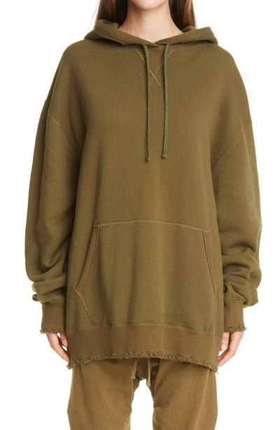 R13 Distressed Oversize Hoodie In Olive