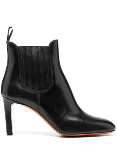 Santoni Pointed Ankle Boots In Black