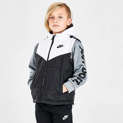 Nike Boys' Little Kids' 2fer Puffer Jacket In Black/white/grey