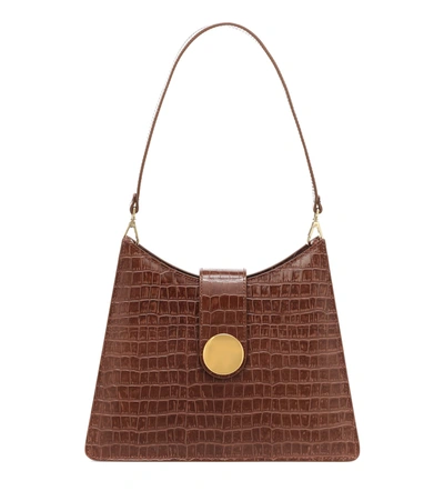 Elleme Cat Croc-effect Leather Shoulder Bag In Brown