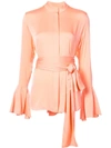 Ellery Lucky Neck-tie Stretch Silk-satin Blouse In Pink