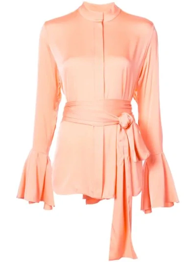 Ellery Lucky Neck-tie Stretch Silk-satin Blouse In Pink