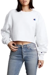 Champion Crop Reverse Weave Sweatshirt In White
