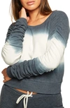 Chaser Bliss Knit Shirred Long Sleeve Raglan Pullover In Washed Vail
