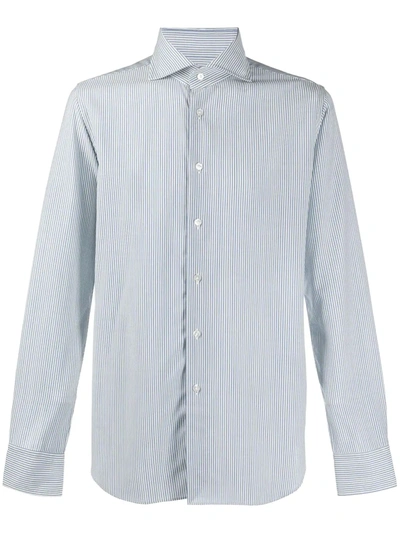 Xacus Striped Button-down Shirt In Blue