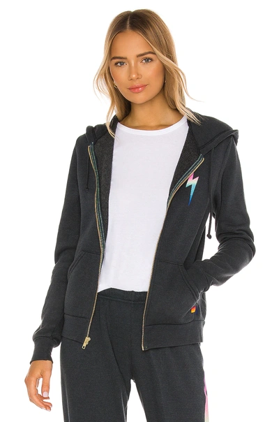 Aviator Nation Bolt Zip Hoodie In Rainbow Pink