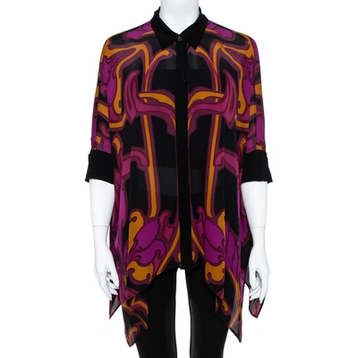 Pre-owned Gucci Multicolor Printed Silk Oversized Blouse M