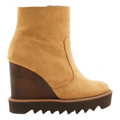Pre-owned Stella Mccartney Ankle Boots In Beige