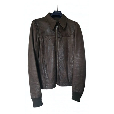 Pre-owned Rick Owens Leather Coat In Brown