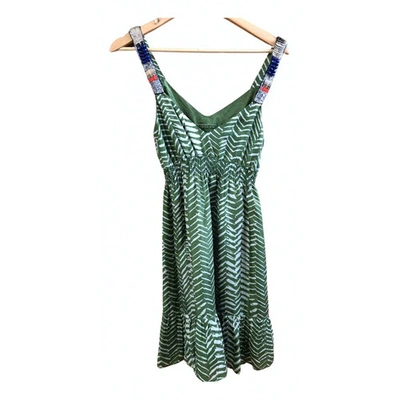 Pre-owned Velvet Silk Mini Dress In Green