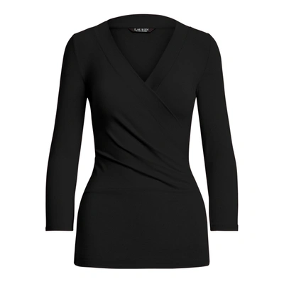 Ralph Lauren Surplice Jersey Top In Polo Black