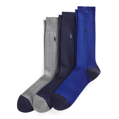 Ralph Lauren Dress Sock 3-pack In Bright Blue