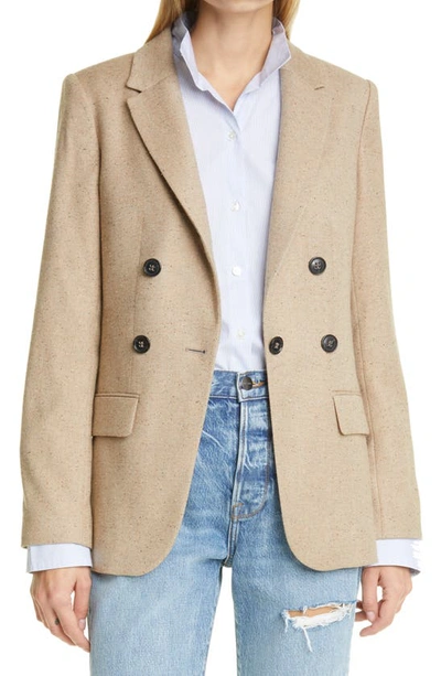 Frame 70's Double Breasted Jacket In Camel Multi