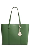 Tory Burch Perry Leather Tote In Arugula