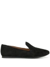 Tory Burch Ruby Suede Logo Smoking Slipper Loafers In Black