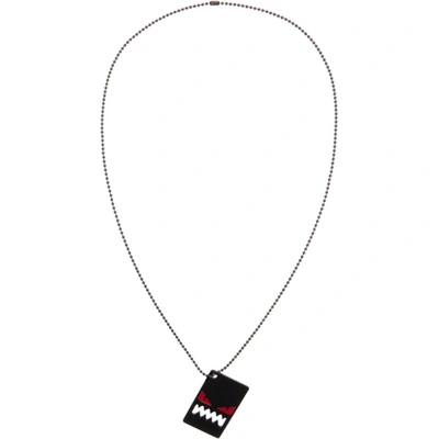 Fendi Corner Bugs Chain Link Black-toned Metal Necklace In Multi