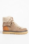 See By Chloé See By Chloe Shearling Lace-up Boots In Beige