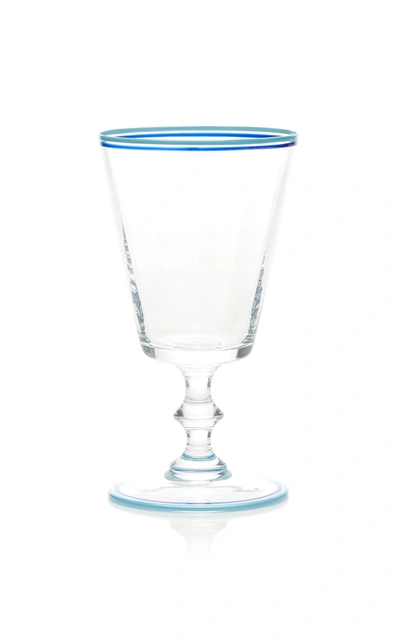 Moda Domus Hand-painted Double Rim Water Glass In Blue