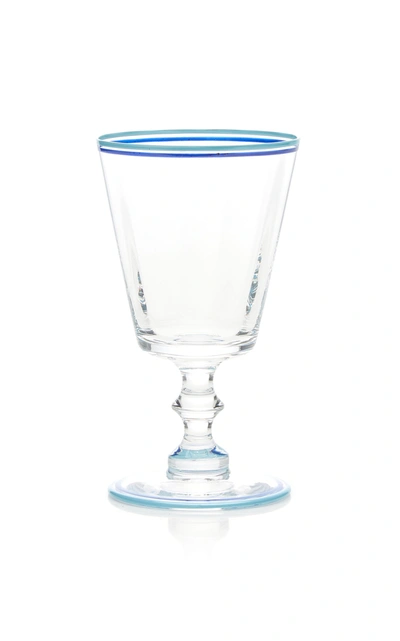Moda Domus Hand-painted Double Rim Wine Glass In Navy,pink