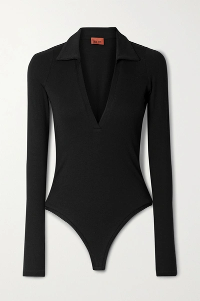 Alix Nyc Monterey Ribbed Stretch-modal Jersey Thong Bodysuit In Black