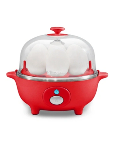 Elite By Maxi-matic Easy Electric 7 Egg Capacity Cooker, Poacher, Steamer, Omelet Maker With Auto Shut-off In Red