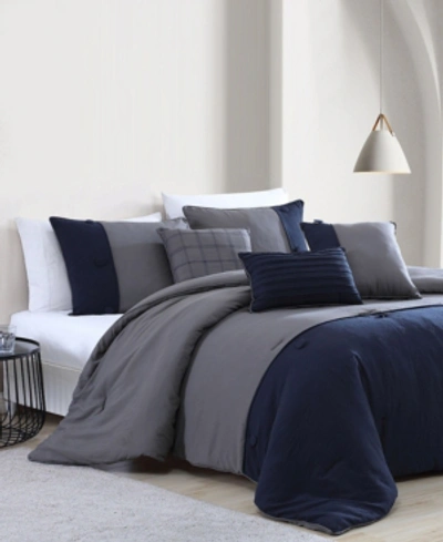 Onyx House Tillman Enzyme 6 Piece Color Block Comforter Set, King In Gray