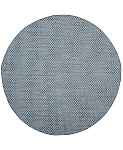 Safavieh Courtyard Cy8653 Blue And Light Gray 5'3" X 5'3" Sisal Weave Round Outdoor Area Rug