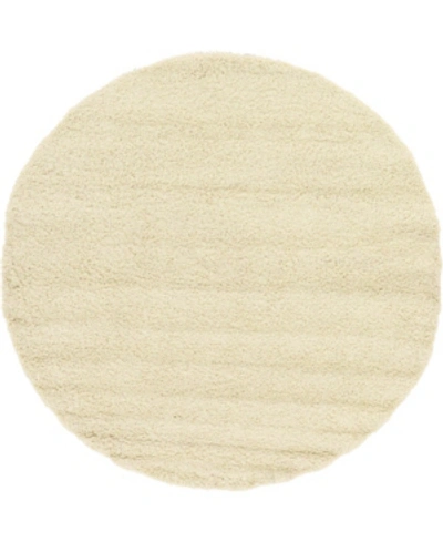 Bridgeport Home Exact Shag Exs1 8' 2" X 8' 2" Round Area Rug In Pure Ivory