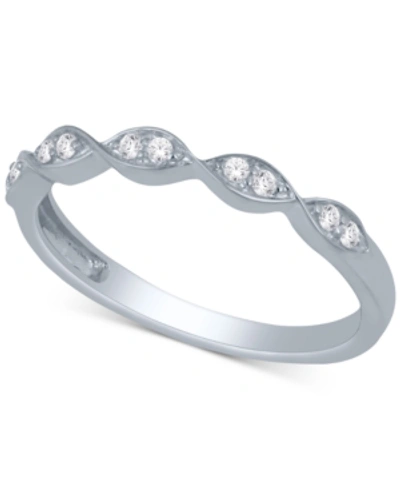 Macy's Diamond Scalloped Stackable Band (1/10 Ct. T.w.) In White Gold