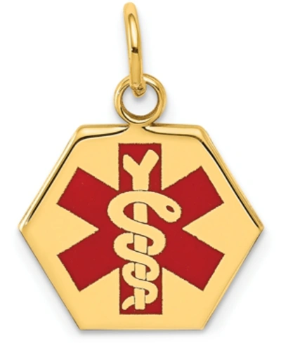 Macy's Medical Info Hexagon Charm Pendant In 14k Gold In Yellow Gold