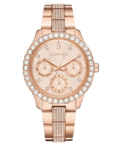 Kendall + Kylie Women's  Classic Rose Gold Tone Crystal Bezel Stainless Steel Strap Analog Watch 40mm In Pink