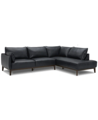Furniture Jollene Leather 2-pc. Sectional With Chaise, Created For Macy's In Navy