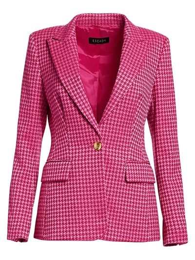 Escada Women's Houndstooth One Button Blazer In Shocking Pink