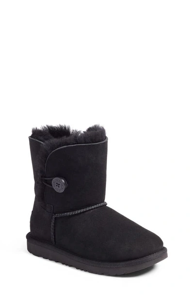 Ugg Kids' Bailey Button Ii Water Resistant Genuine Shearling Boot In Black/black