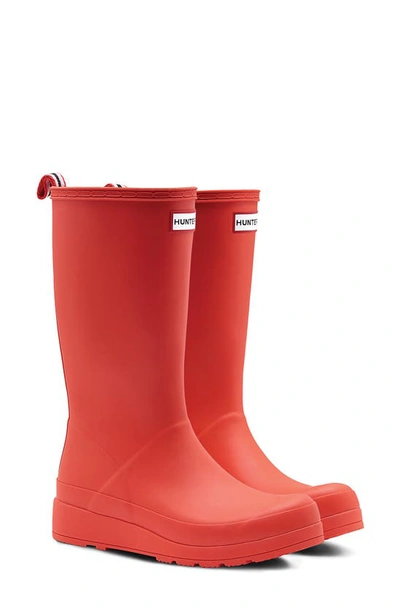 Hunter Womens Red Original Play Tall Rubber Wellington Boots 4 In Pink