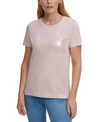 Dkny Short Sleeve Sequin Pocket T-shirt In Pink