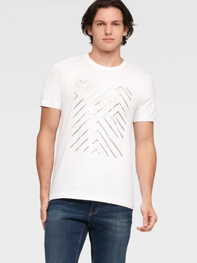 Dkny Men's Geometric Lines Foil Tee - In White