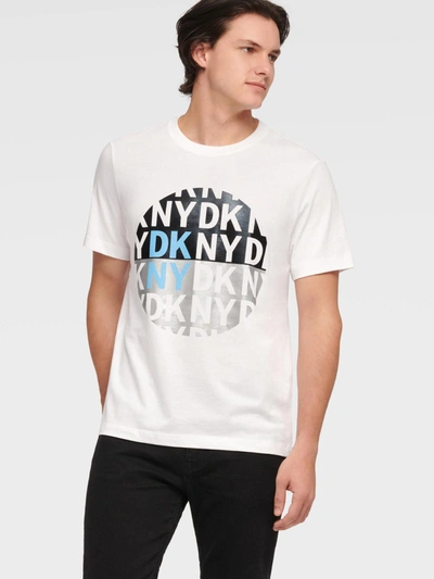 Dkny Men's Circle Print Logo Tee - In Brilliant White