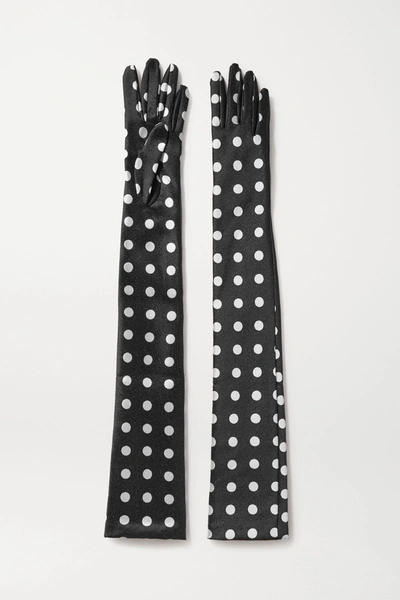 Emilia Wickstead Polka-dot Satin-jacquard Gloves In Black